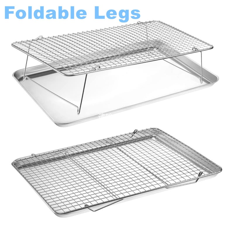 Tebery 304 Grade Stainless Steel Baking Rack 3-Tier Stackable Cooling Rack Set for Baking Cooking Grilling - 16.5" x 12" - Image 5